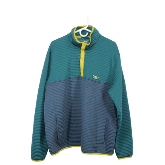 LL Bean Airlight Knit Pullover Sweater Colorblock Blue Green XXL Tall - Picture 1 of 10